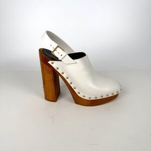 Tom Ford Chalk Leather Studded Platform Slingback Clogs Pumps 41.5, 11